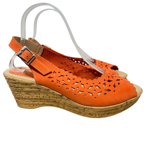 Spring Step Women's Chaya Orange Wedge Open Toe Sandal NWOB - Size 40 EUR & 9 US - Picture 1 of 10